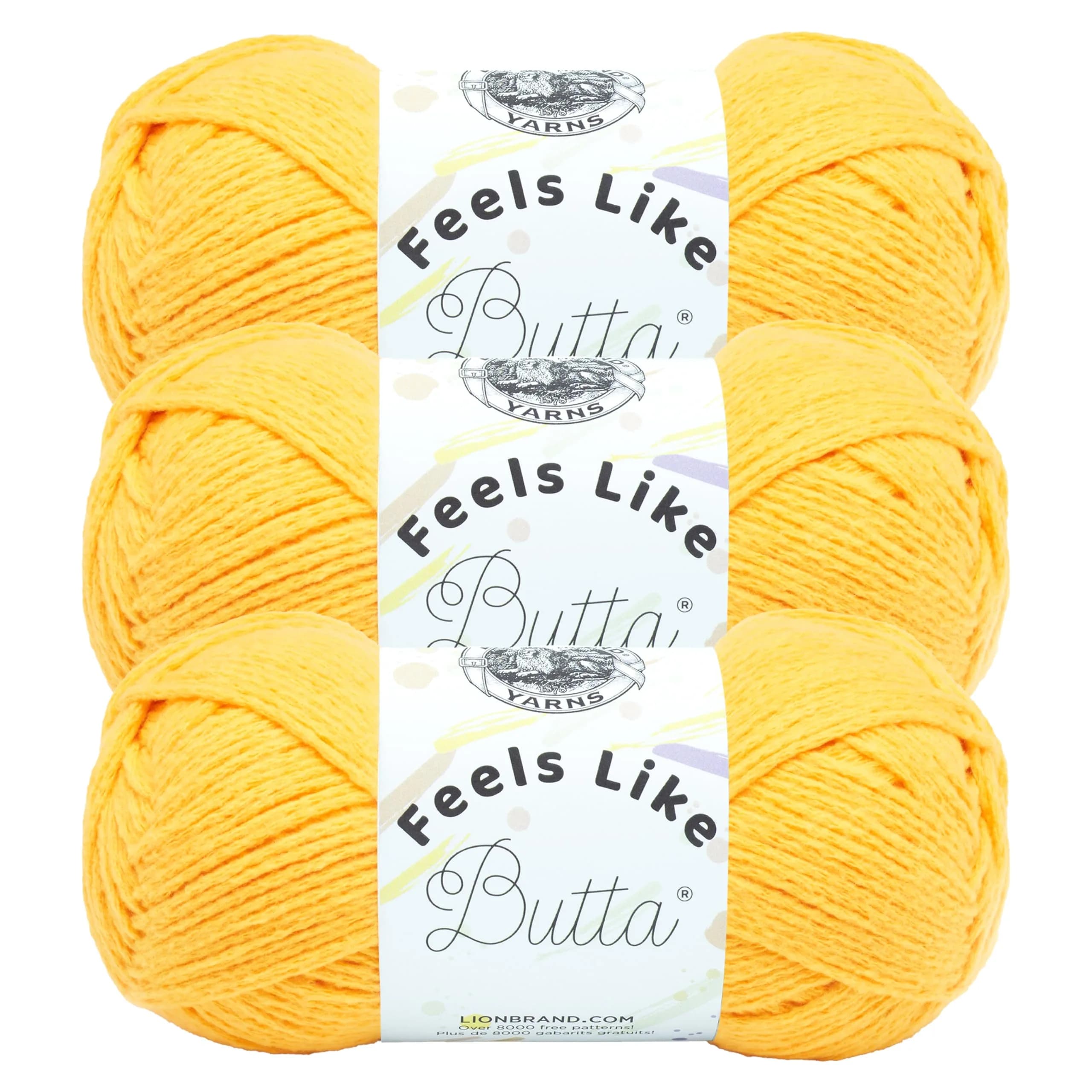 Lion Brand Feels Like Butta Crochet & Knitting Yarn - Yellow, 3 Pack (300g Total) - main product image