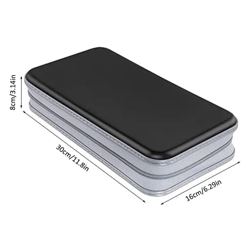 Siveit 80 Capacity CD Case | Black Hard Plastic DVD Wallet Holder with Zipper thumbnail 5