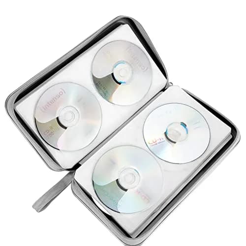 Siveit 80 Capacity CD Case | Black Hard Plastic DVD Wallet Holder with Zipper thumbnail 6