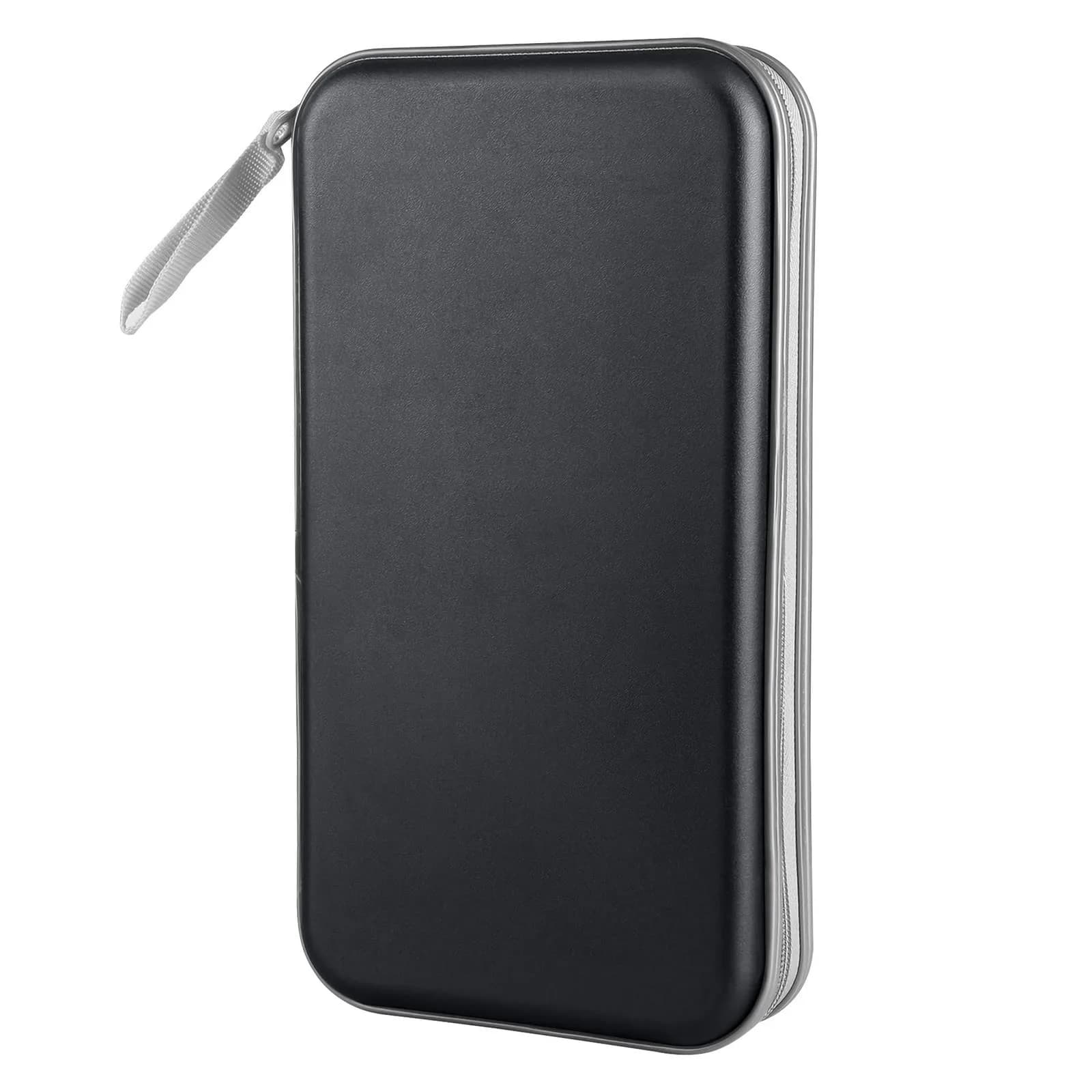 Siveit 80 Capacity CD Case | Black Hard Plastic DVD Wallet Holder with Zipper