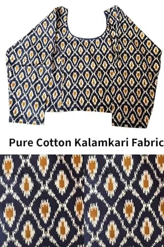 Fressia Fabrics Stretchable Cotton Saree Blouse Readymade for Women Free Size 28"-38" & XXL 40"-46" Maroon | Round Neck thumbnail 8