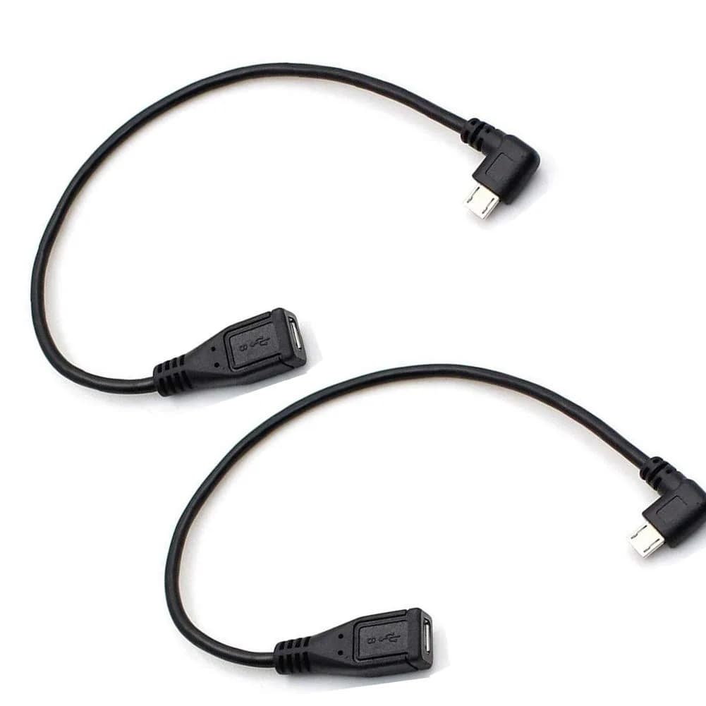 Adaptermvp 90 Degree Micro USB Extension Cable 10in | Fast Data & Charging — Black