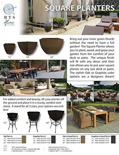 RTS Home Accents 20" Square Garden Planter for Indoor or Outdoor Gardening, Oak - Durable, Weather-Resistant Planter for Contemporary Spaces thumbnail 8