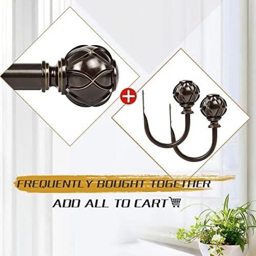 KAMANINA Decorative Curtain Drapery Holdbacks, Wall Mounted, 2 Pack Bronze | Vintage Netted Texture Finials thumbnail 7
