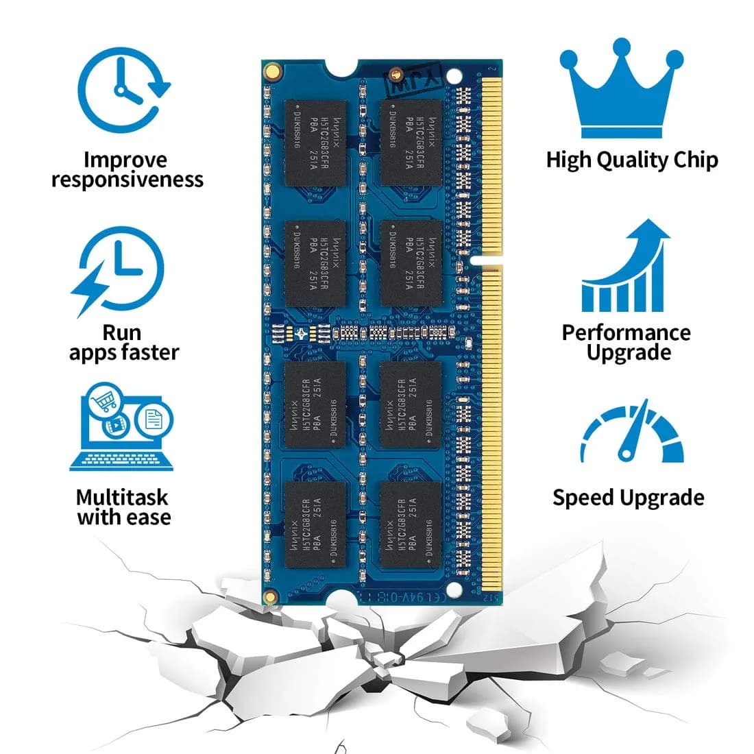 motoeagle DDR3 1066MHz SODIMM 8GB Kit (2x4GB) 204-Pin Non-ECC Laptop Memory RAM Modules - view 2