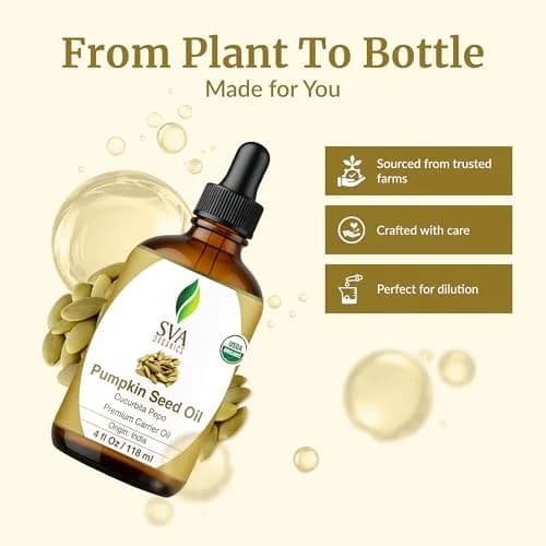 SVA Organics Pumpkin Seed Oil 4 Fl Oz (118 ml) - Pure, Cold-Pressed Carrier Oil thumbnail 4