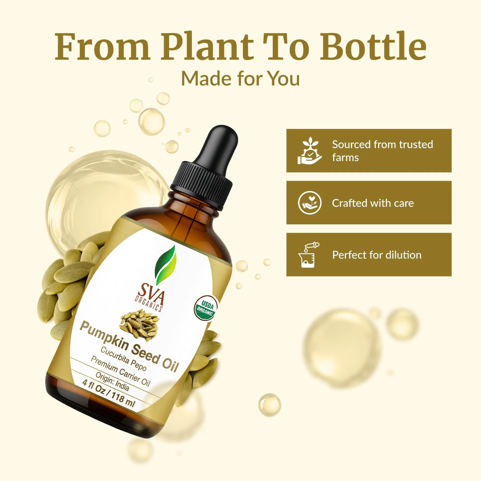 SVA Organics Pumpkin Seed Oil 4 Fl Oz (118 ml) - Pure, Cold-Pressed Carrier Oil - view 4