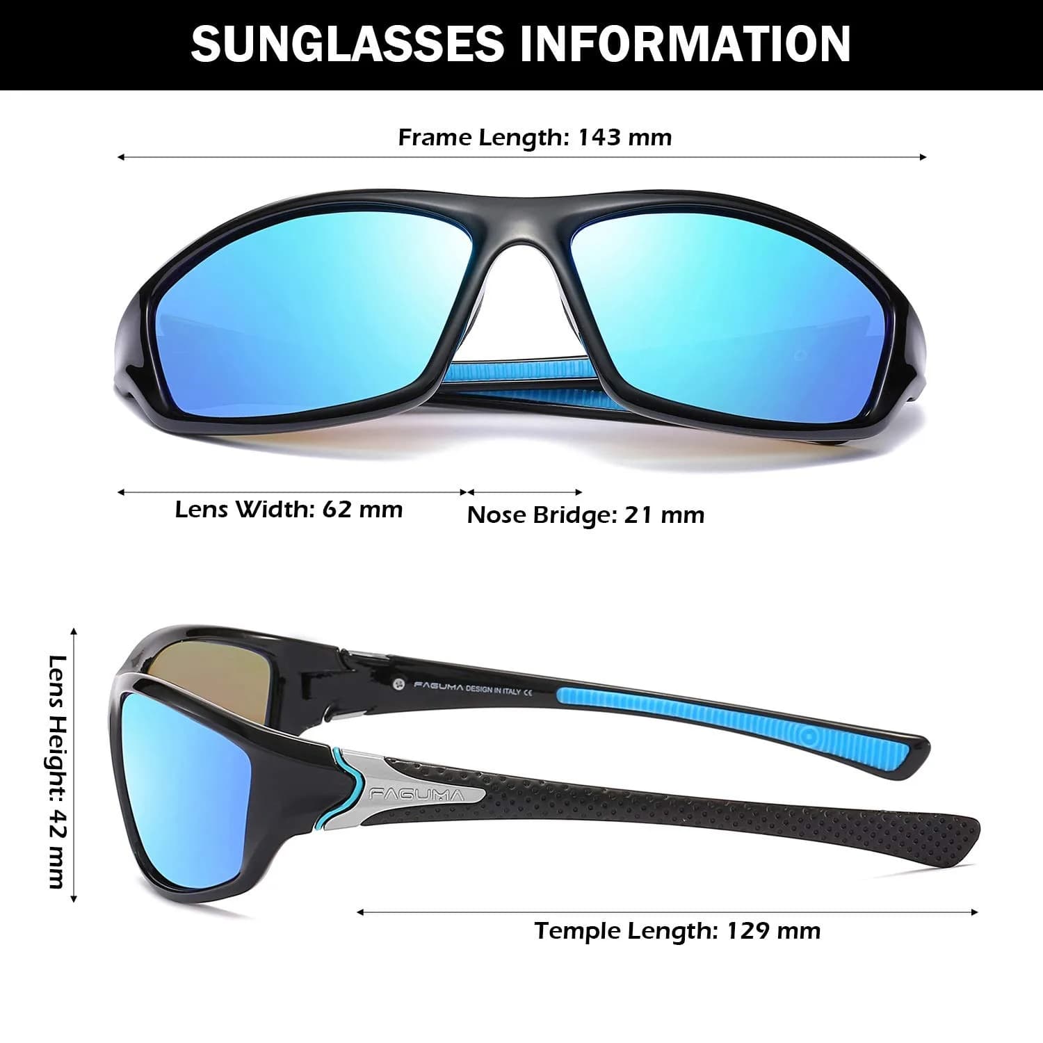 FAGUMA Sports Polarized Sunglasses For Men UV400 Protection | 62mm (2.44in) Lens Width - view 4