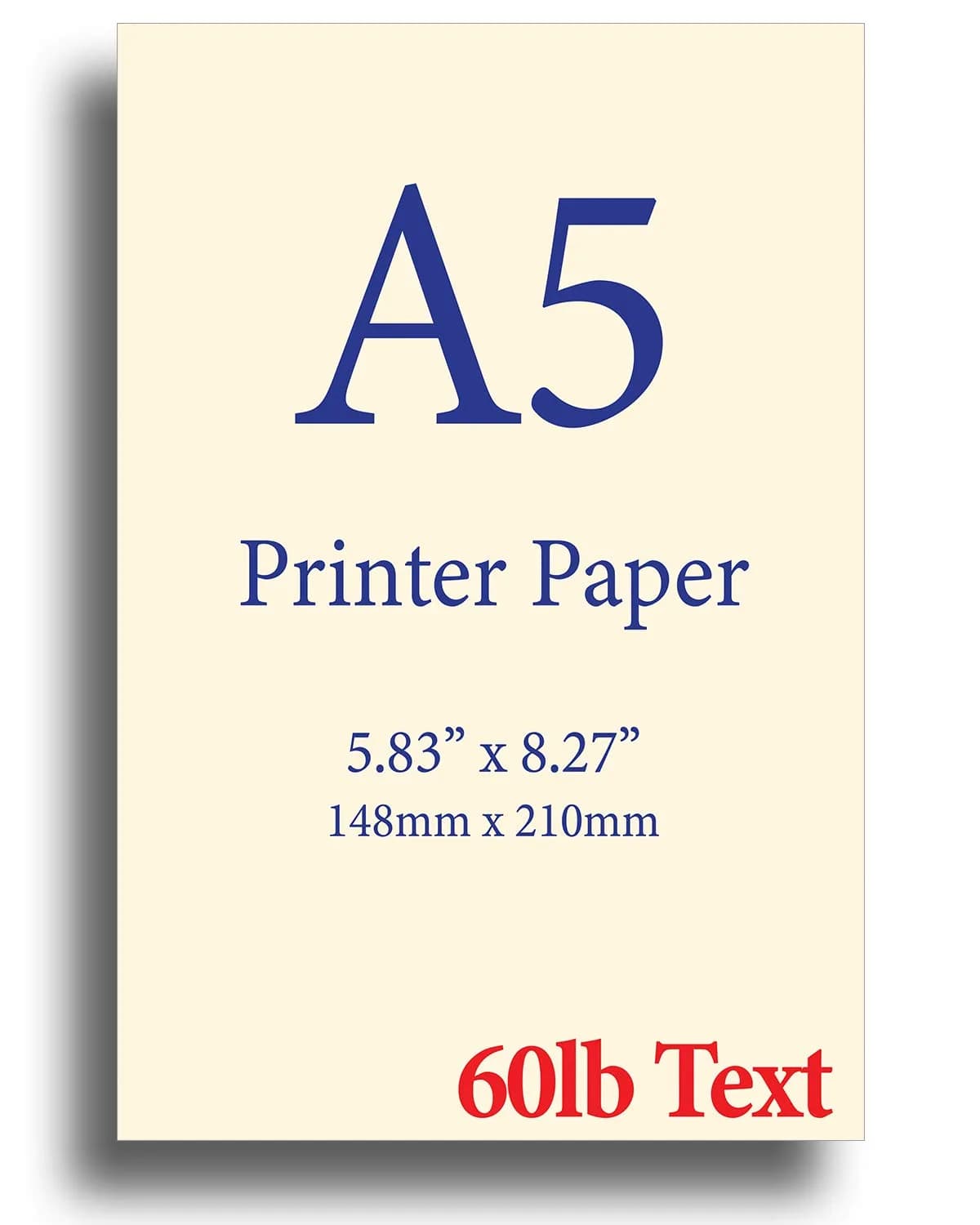Desktop Publishing Supplies Natural Cream A5 Paper 8.3" x 5.83" | Premium 60lb Text (90gsm), 100 Sheets for Printing & Stationery