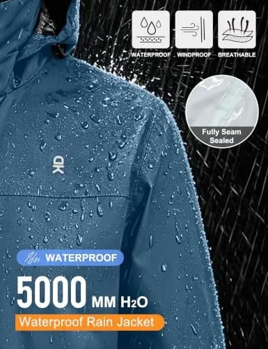 Little Donkey Andy Men's Waterproof Rain Jacket XL | Breathable, Windproof & Lightweight thumbnail 3