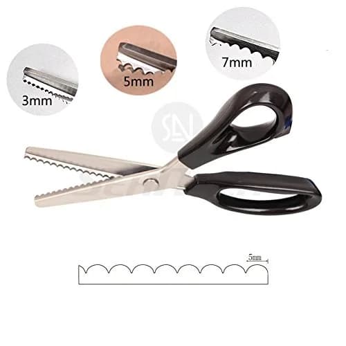Price Xes Fabric Pinking Shears - Serrated Stainless Steel Handled Professional Black Scissors for Leather, Tailoring, Paper Crafts - Scalloped 5mm | Precise Zigzag Edges thumbnail 6