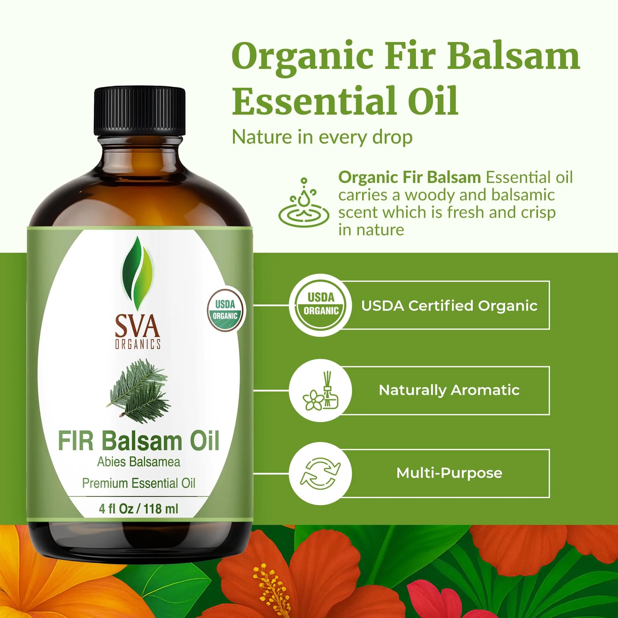 SVA ORGANICS Fir Balsam Essential Oil - 4 Fl Oz (118 mL) - Pure & Natural Aroma - view 2