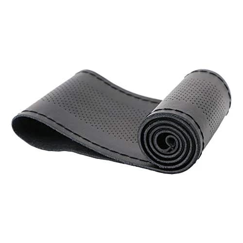 O SHI CAR Genuine Leather Steering Wheel Cover 15.5 Inch | Anti-slip, Large Fit for SUVs & Trucks thumbnail 1