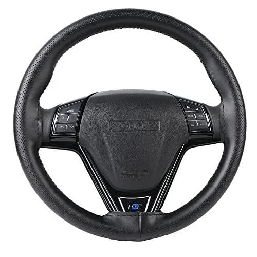 O SHI CAR Genuine Leather Steering Wheel Cover 15.5 Inch | Anti-slip, Large Fit for SUVs & Trucks thumbnail 7