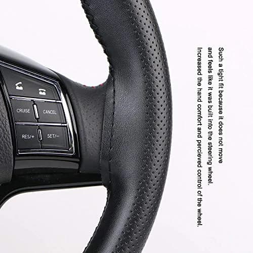 O SHI CAR Genuine Leather Steering Wheel Cover 15.5 Inch | Anti-slip, Large Fit for SUVs & Trucks thumbnail 2