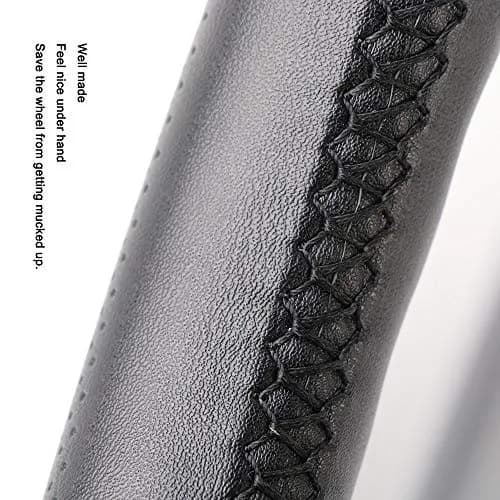 O SHI CAR Genuine Leather Steering Wheel Cover 15.5 Inch | Anti-slip, Large Fit for SUVs & Trucks thumbnail 4