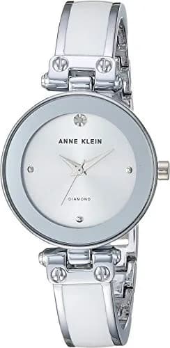 Anne Klein Women's Genuine Diamond Dial Bangle Watch | Silver-tone, 28mm, Quartz, Water-Resistant thumbnail 1