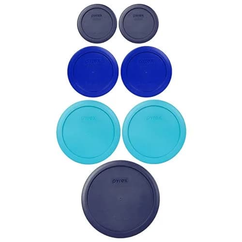 Pyrex 7-Piece Oceanic Shades Lid Bundle for 6/7 Cup, 4 Cup, 2 Cup, and 1 Cup Glassware | BPA-Free Plastic Replacement Lids thumbnail 1