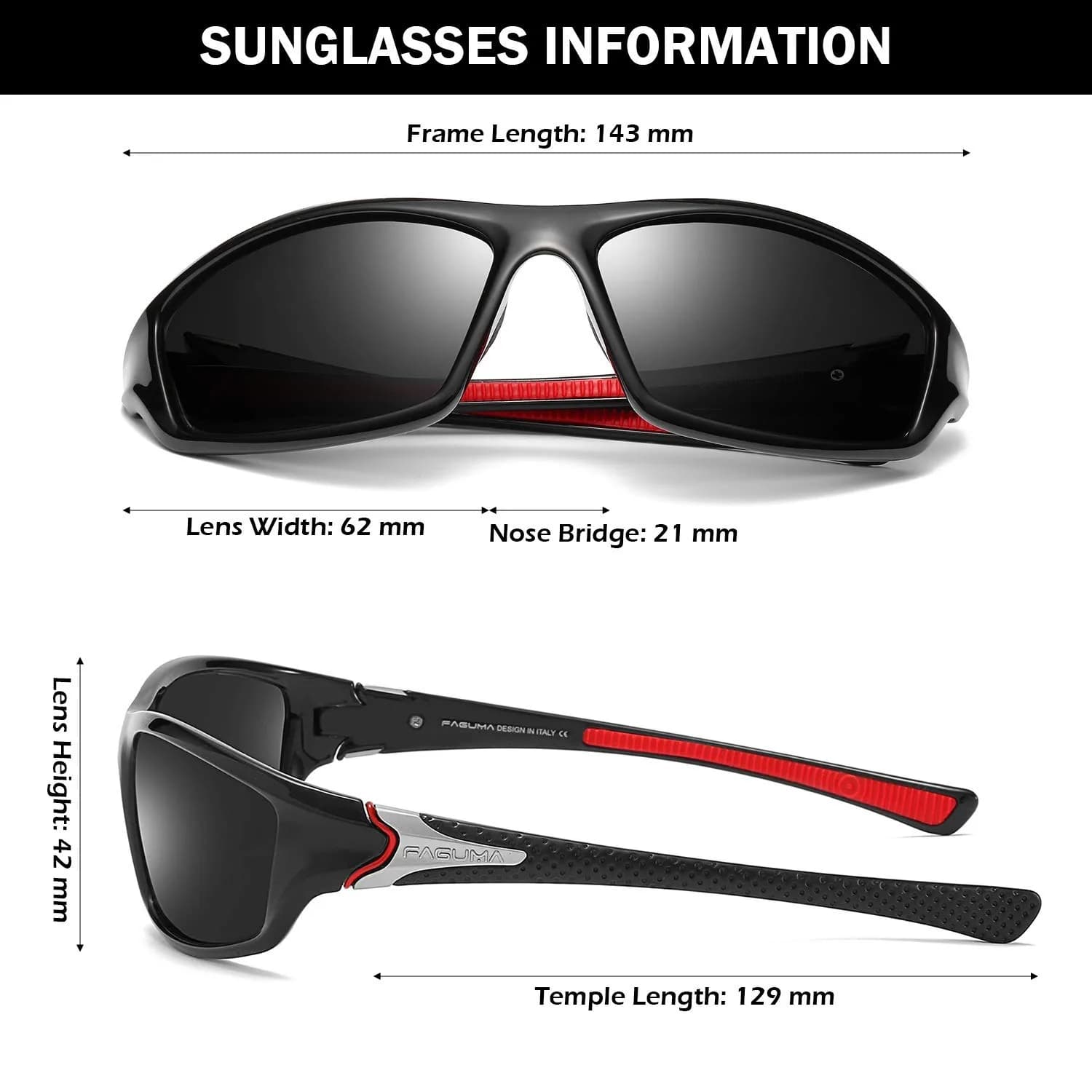 FAGUMA Sports Polarized Sunglasses For Men UV400 Protection | 62mm (2.44 in) Lens Width - view 4