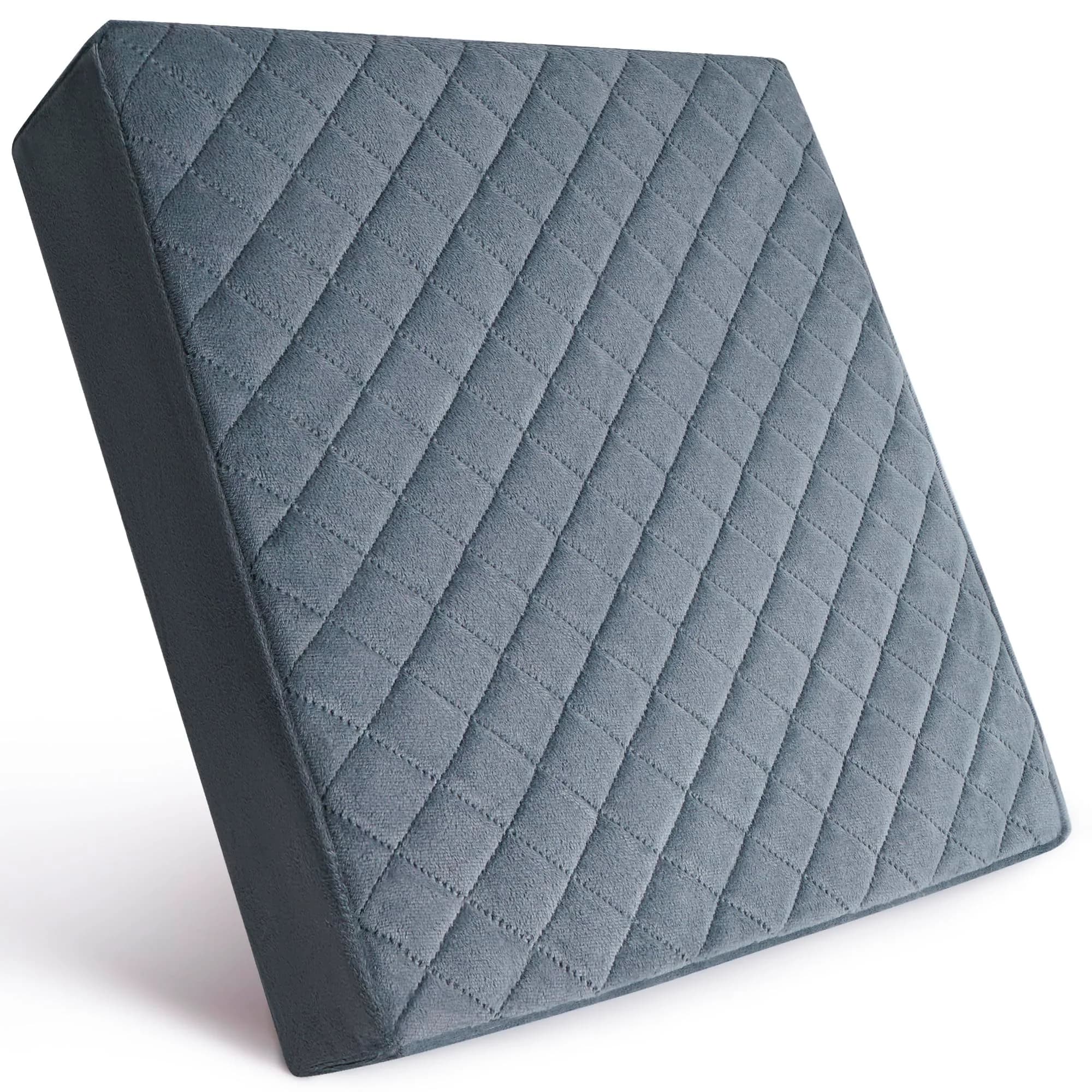 COMFORTANZA Soft 16x16x3 Memory Foam Seat Cushion for Kitchen, Dining, Office Chairs, Cars - Washable Velvety Cover with Waterproof Layer & Non-Slip Base - Comfort & Back Pain Relief - Gray