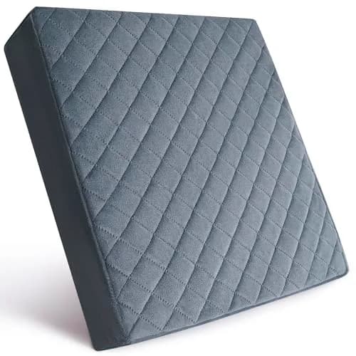 COMFORTANZA Soft 16x16x3 Memory Foam Seat Cushion for Kitchen, Dining, Office Chairs, Cars - Washable Velvety Cover with Waterproof Layer & Non-Slip Base - Comfort & Back Pain Relief - Gray thumbnail 1