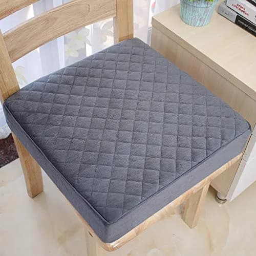 COMFORTANZA Soft 16x16x3 Memory Foam Seat Cushion for Kitchen, Dining, Office Chairs, Cars - Washable Velvety Cover with Waterproof Layer & Non-Slip Base - Comfort & Back Pain Relief - Gray thumbnail 2