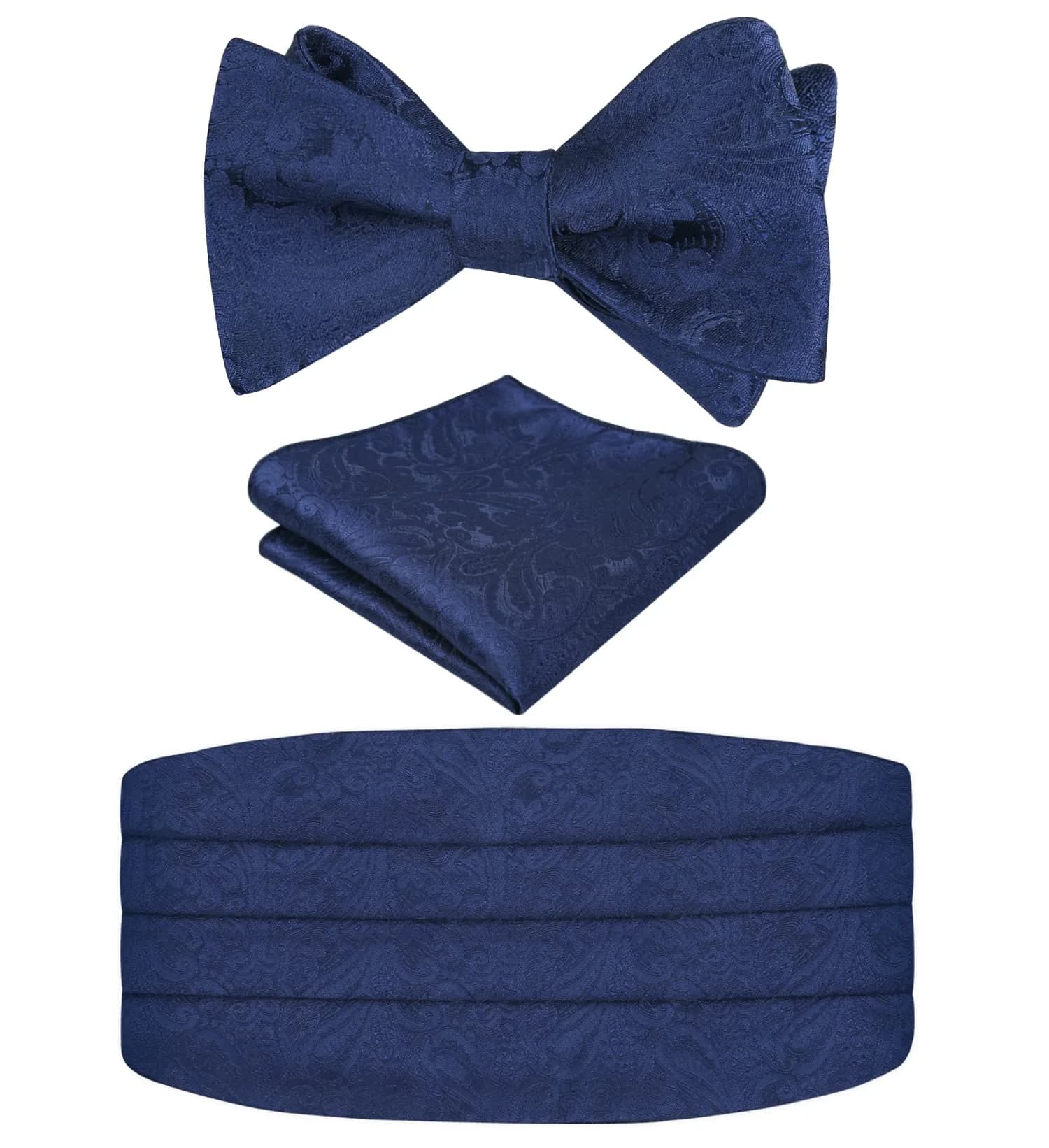Alizeal Mens Paisley UNTIED Bow Tie Hanky Set, Navy | Classic Formal Accessory for Weddings & Events