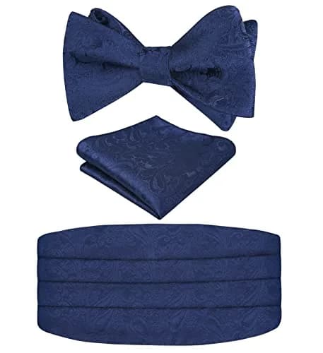 Alizeal Mens Paisley UNTIED Bow Tie Hanky Set, Navy | Classic Formal Accessory for Weddings & Events thumbnail 1