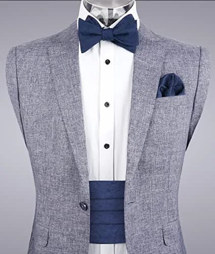 Alizeal Mens Paisley UNTIED Bow Tie Hanky Set, Navy | Classic Formal Accessory for Weddings & Events thumbnail 2
