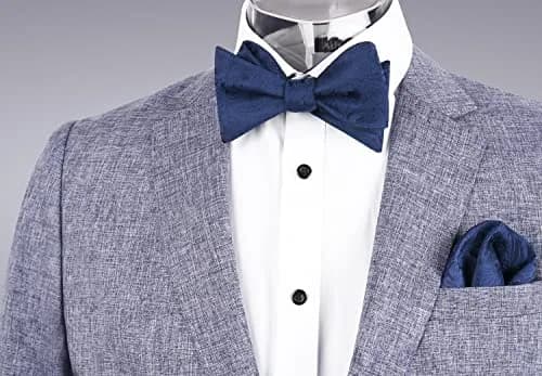 Alizeal Mens Paisley UNTIED Bow Tie Hanky Set, Navy | Classic Formal Accessory for Weddings & Events thumbnail 3