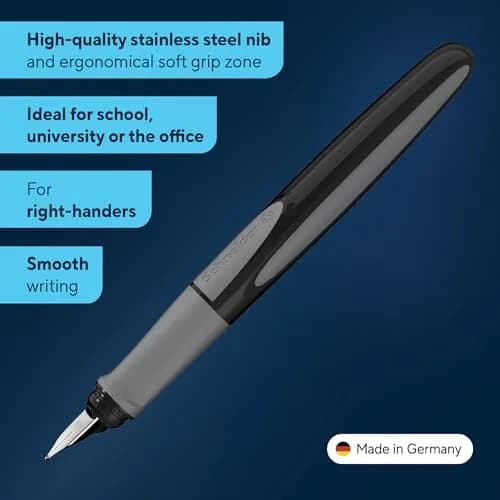 Schneider Ray Fountain Pen M (Medium) Onyx Barrel Royal Blue Erasable Ink | Smooth Ink Flow Writing Instrument thumbnail 2