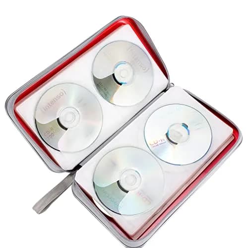 Siveit 80 Capacity CD/DVD Case Holder Wallet Red | Stores 80 Discs Securely thumbnail 5