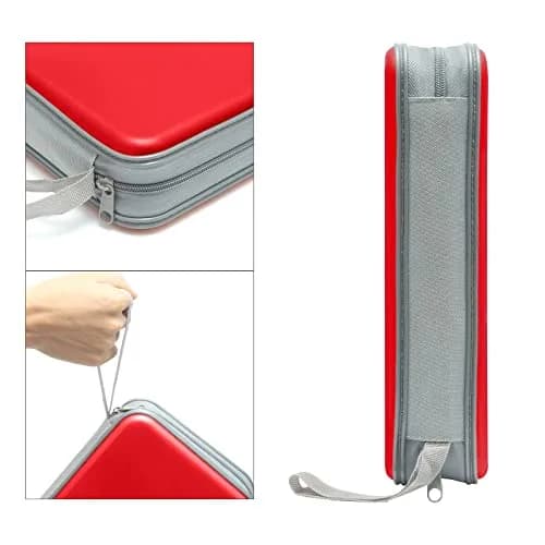 Siveit 80 Capacity CD/DVD Case Holder Wallet Red | Stores 80 Discs Securely thumbnail 3