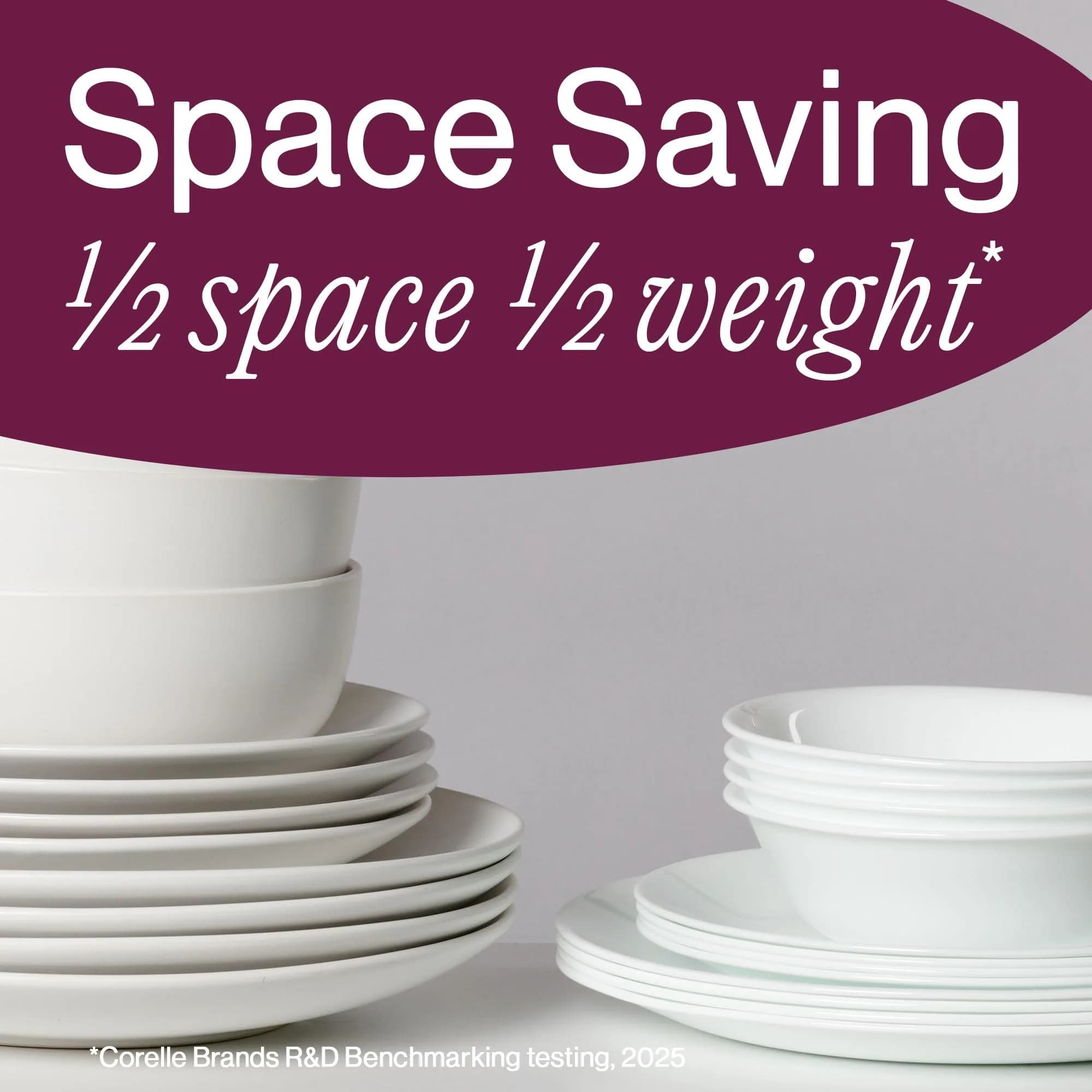 Corelle Vitrelle 8-Piece Dinner Plates Set 25.4cm (10.25") | Triple Layer Glass Chip Resistant Lightweight Round Plates, Winter Frost White - view 7