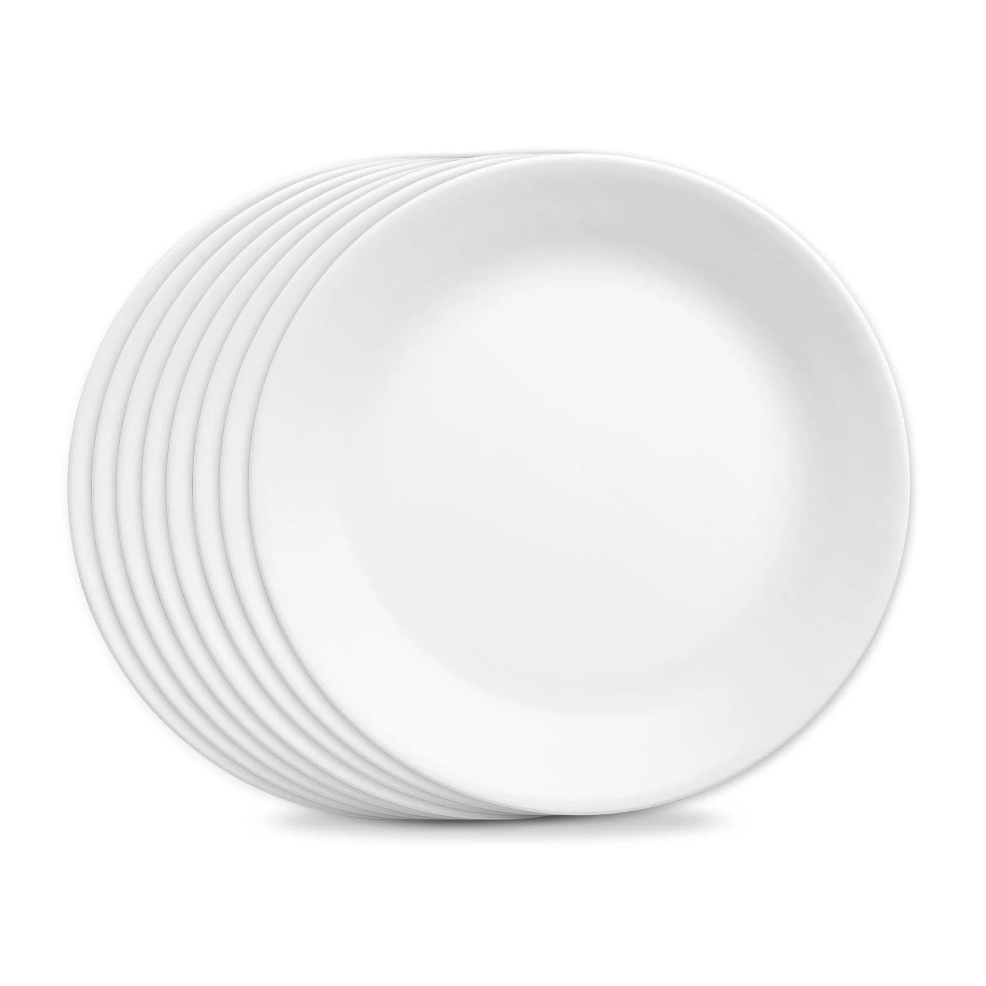 Corelle Winter Frost White 10.25" Dinner Plates - Set of 8, Chip & Break Resistant Triple Layer Glass - main product image