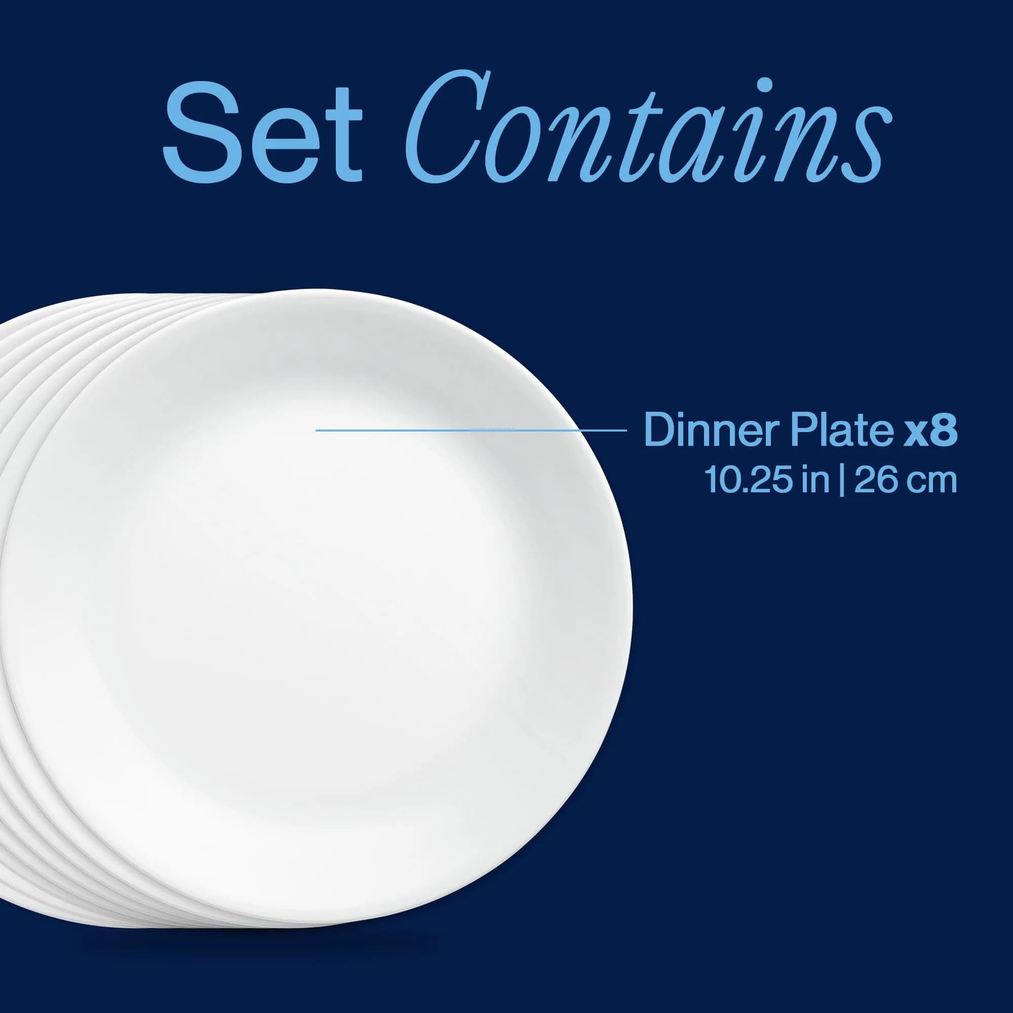 Corelle Winter Frost White 10.25" Dinner Plates - Set of 8, Chip & Break Resistant Triple Layer Glass - view 3