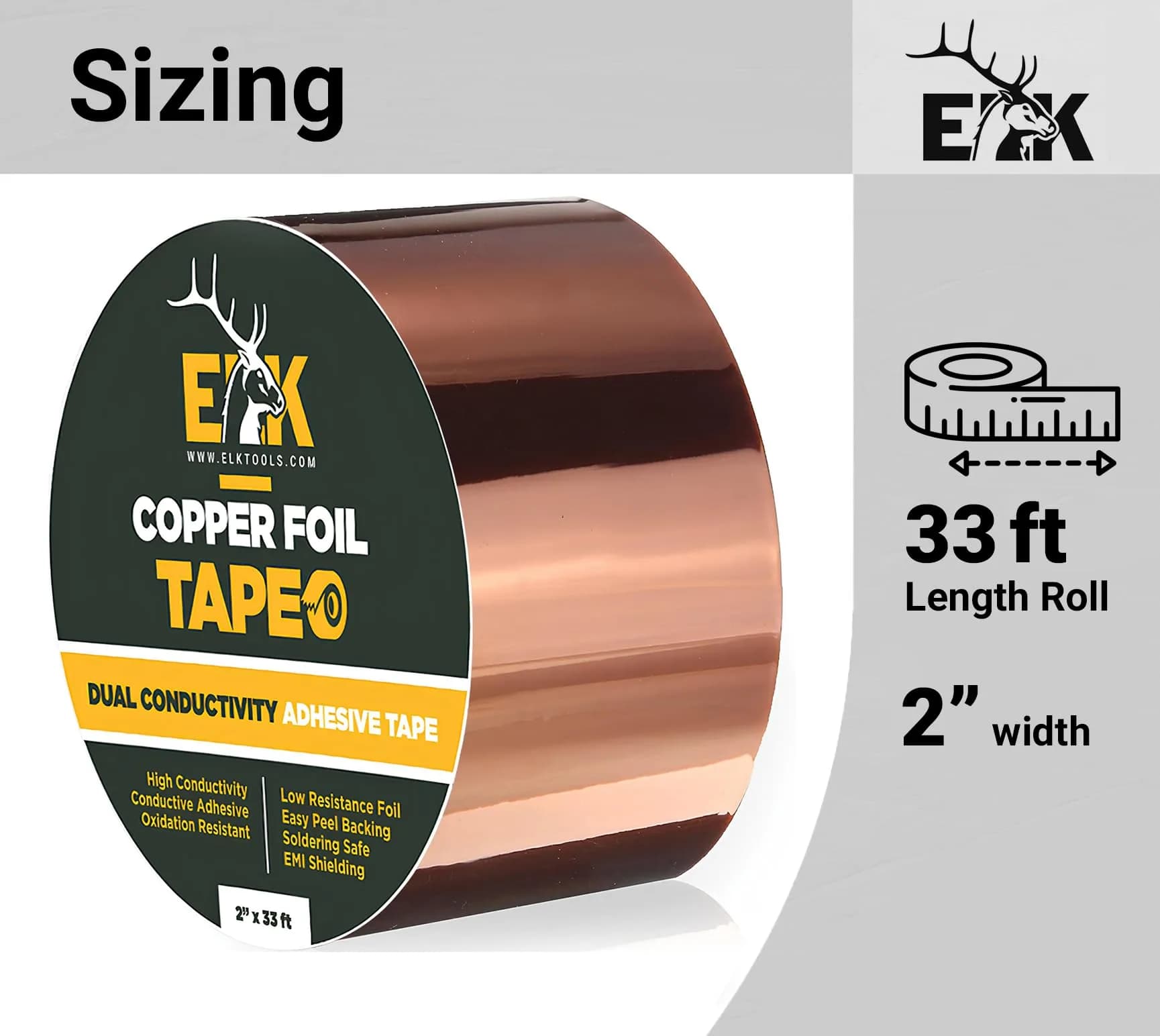 ELK 1 Inch x 66 Feet Copper Foil Tape | Conductive Adhesive for Electronics, Crafts, Repairs - view 3