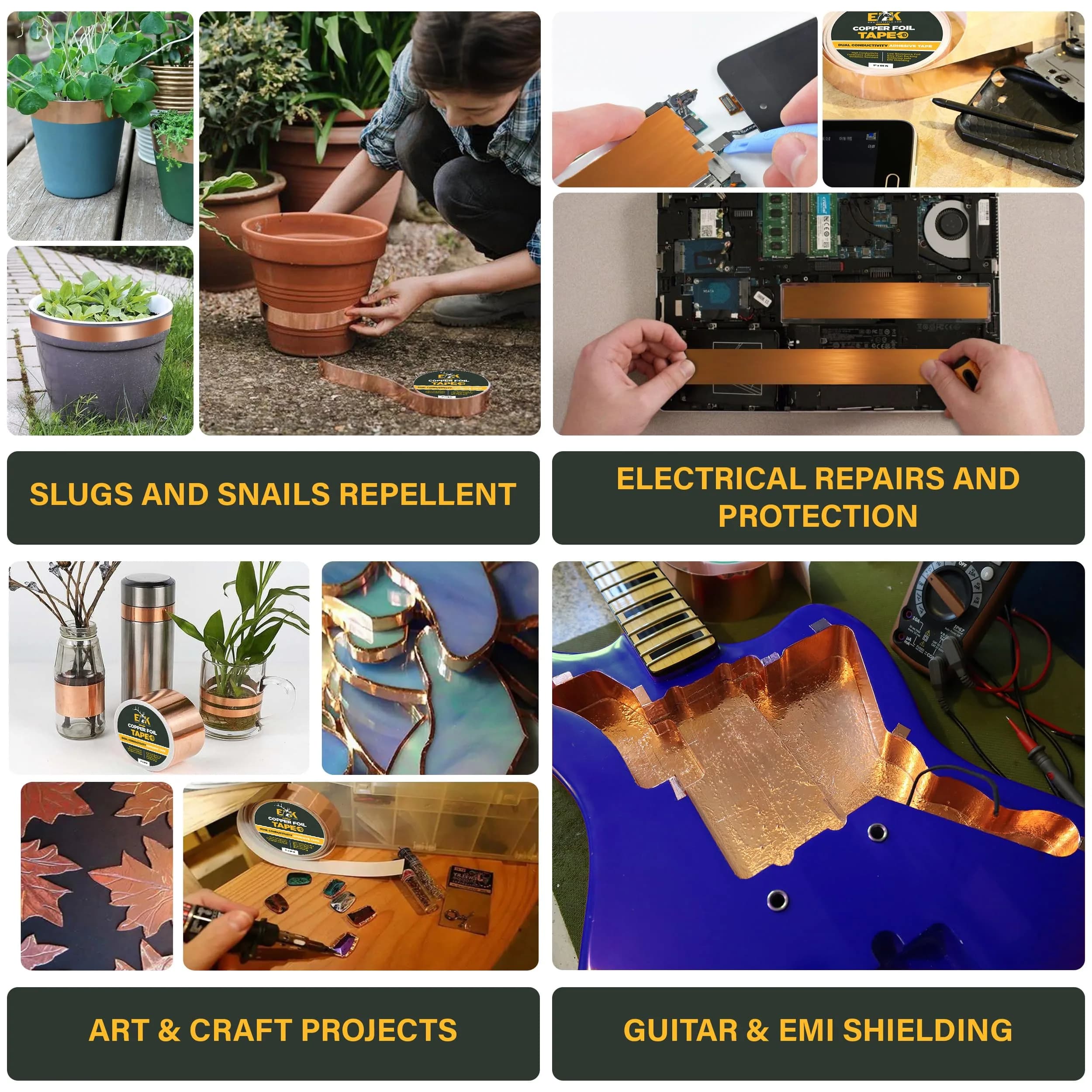 ELK 1 Inch x 66 Feet Copper Foil Tape | Conductive Adhesive for Electronics, Crafts, Repairs - view 4