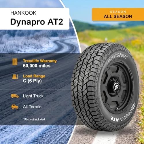 HANKOOK Dynapro AT2 RF11 All-Terrain Radial Tire 30 Inch | 9.50R15, 104S, 6-Ply, Outlined White Letters thumbnail 4