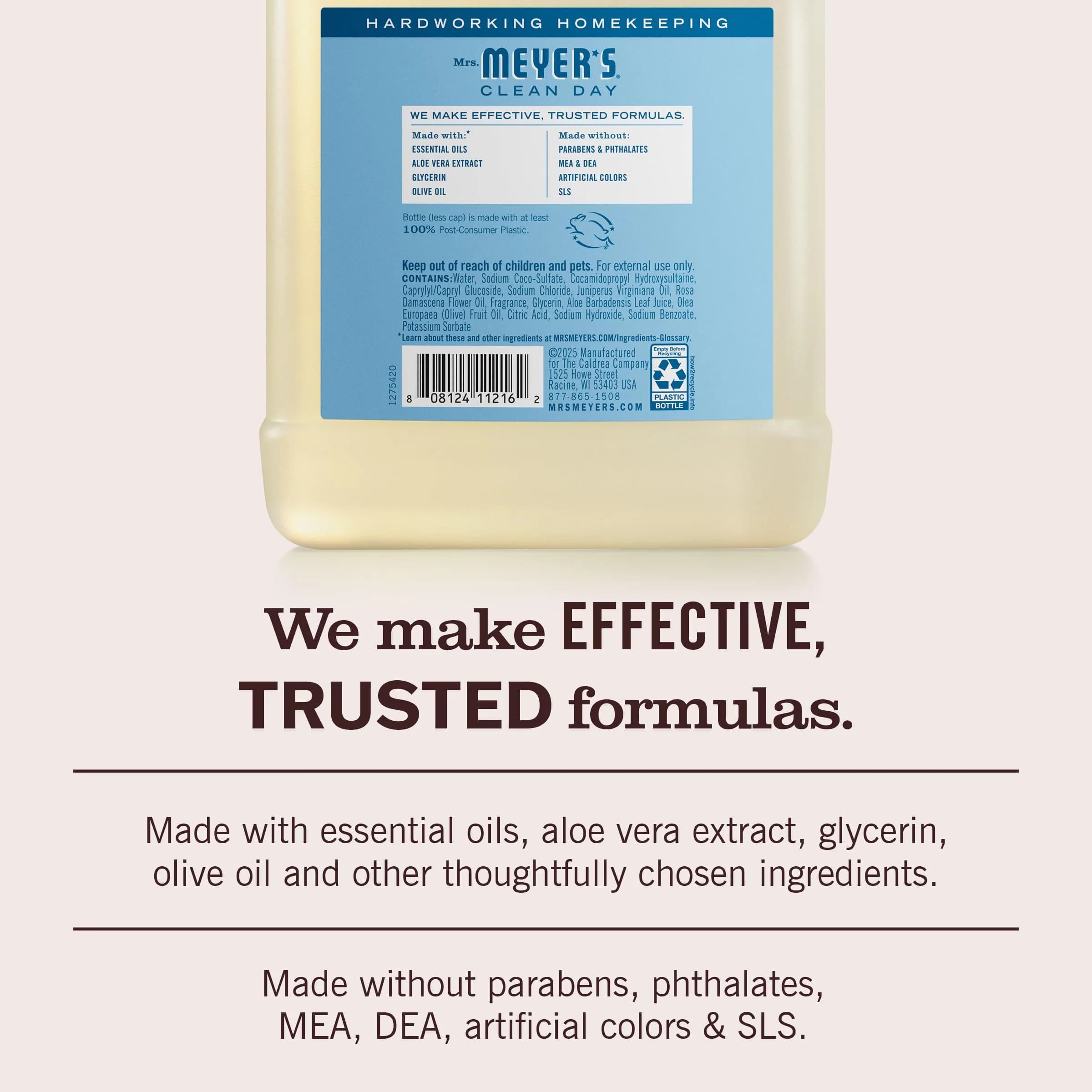 Mrs. Meyer's Clean Day Liquid Hand Soap Refill, Rain Water Scent, 975ml (33 Fl Oz) | Softens & Cleans Hands - view 3