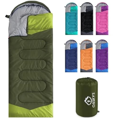 oaskys Camping Sleeping Bag 3 Seasons | Waterproof & Lightweight for Adults Kids thumbnail 1