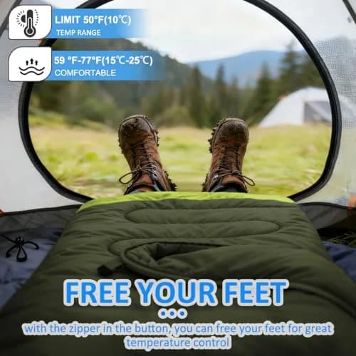 oaskys Camping Sleeping Bag 3 Seasons | Waterproof & Lightweight for Adults Kids thumbnail 7