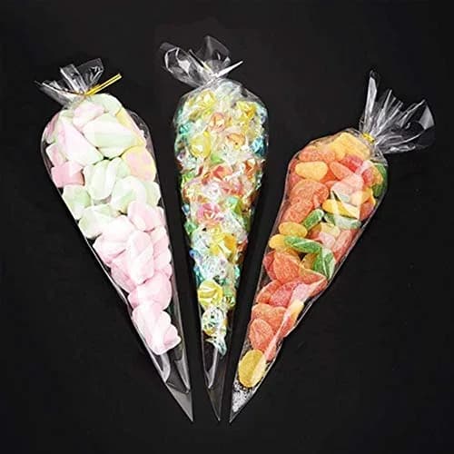 MAOUYWIEE Clear Cello Treat Bags 25cm x 13cm (9.8 x 5.1 Inch) with Gold Twist Ties | Food-Grade OPP Bags for Parties thumbnail 6