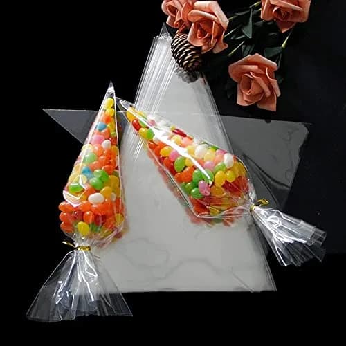MAOUYWIEE Clear Cello Treat Bags 25cm x 13cm (9.8 x 5.1 Inch) with Gold Twist Ties | Food-Grade OPP Bags for Parties thumbnail 3
