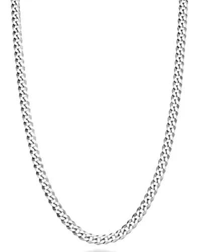 Miabella Solid 925 Sterling Silver 3.5mm Diamond Cut Cuban Chain Necklace 18 Inch | Unisex Italian Jewelry thumbnail 1