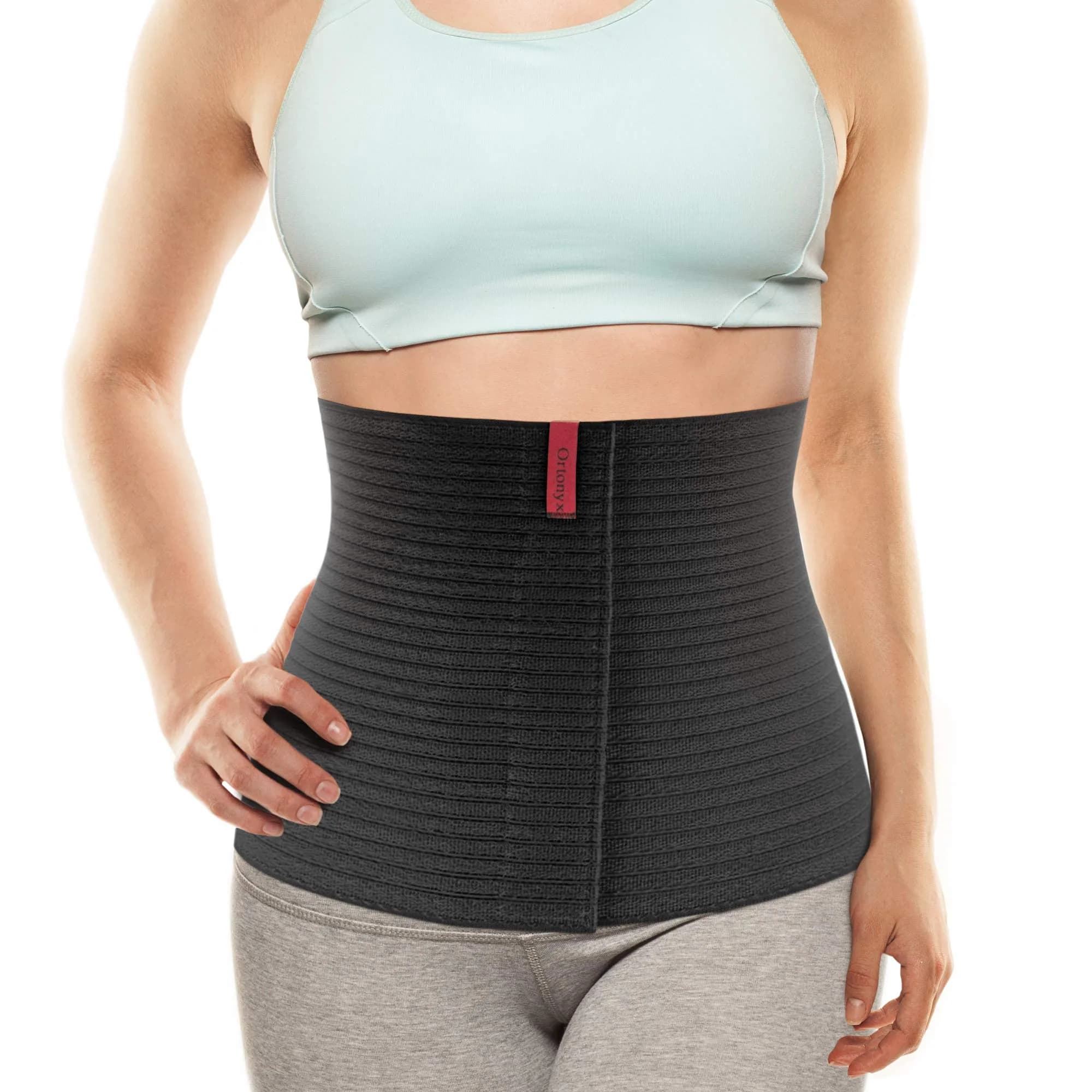 ORTONYX 10" Wide Abdominal Binder Belly Compression Wrap Black (25 cm / Up to 32") | Post-Surgical, Postpartum Support — Black / Plus Size 3XL (up to 52")
