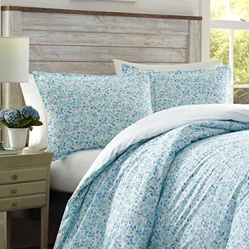 Laura Ashley Queen Duvet Cover Set with Shams | Floral Cottage Cotton Bedding (70-120c) thumbnail 5