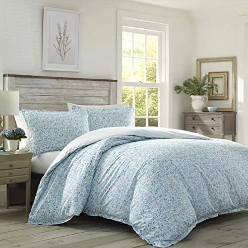 Laura Ashley Queen Duvet Cover Set with Shams | Floral Cottage Cotton Bedding (70-120c) thumbnail 2