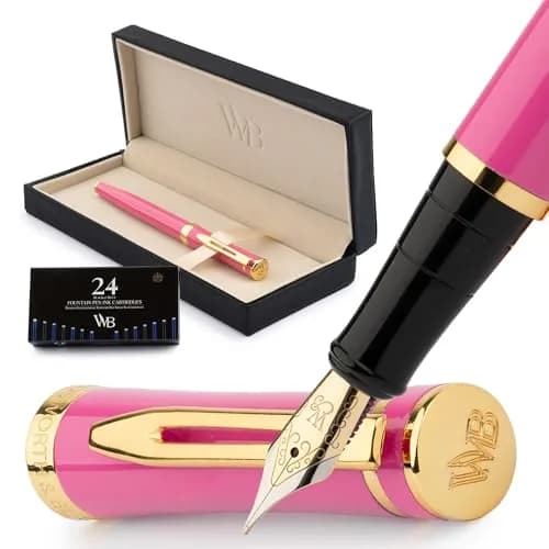 Wordsworth & Black Luxury Fountain Pen Set Medium Nib Pink | Smooth Ink Flow thumbnail 1
