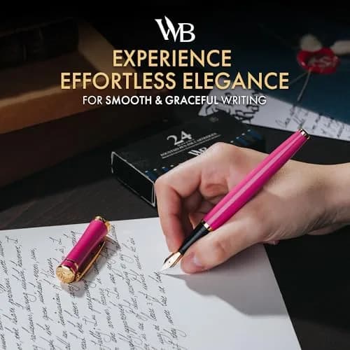 Wordsworth & Black Luxury Fountain Pen Set Medium Nib Pink | Smooth Ink Flow thumbnail 2